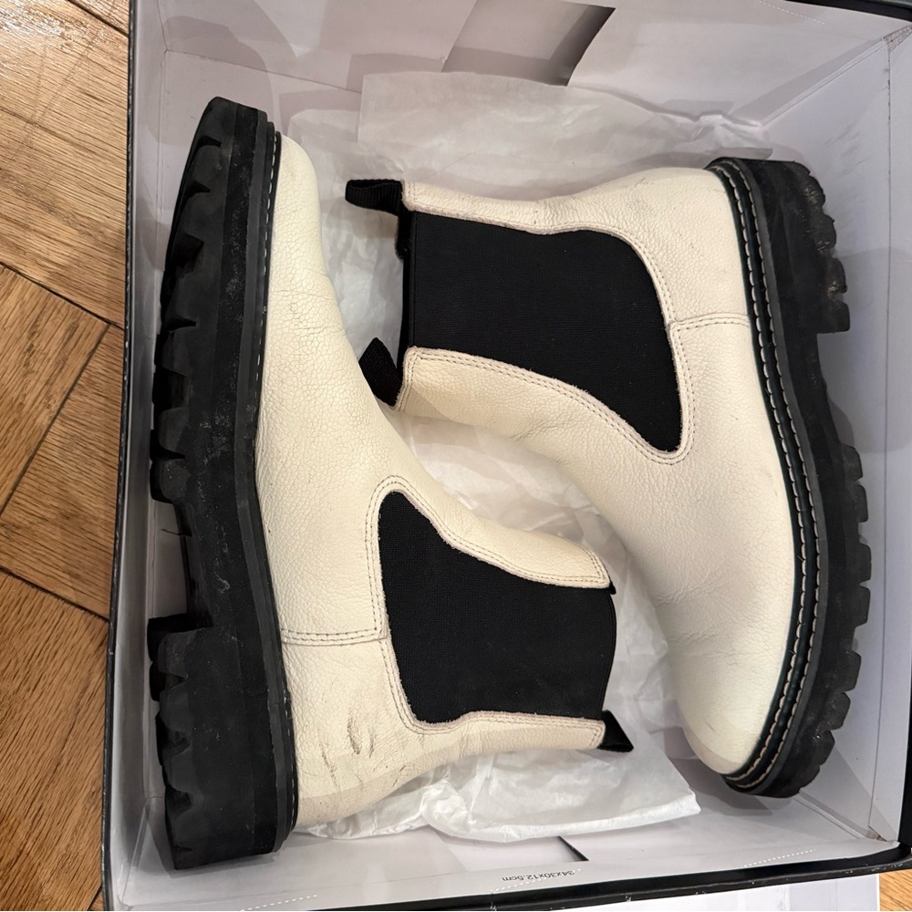 Dolce Vita Black and Cream Ankle Boots